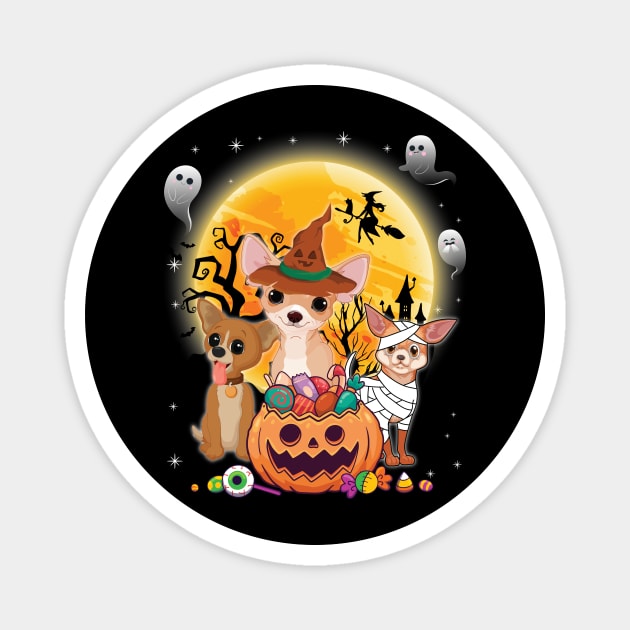 Chihuahua Dog Mummy Witch Moon Ghosts Happy Halloween Thanksgiving Merry Christmas Day Magnet by joandraelliot